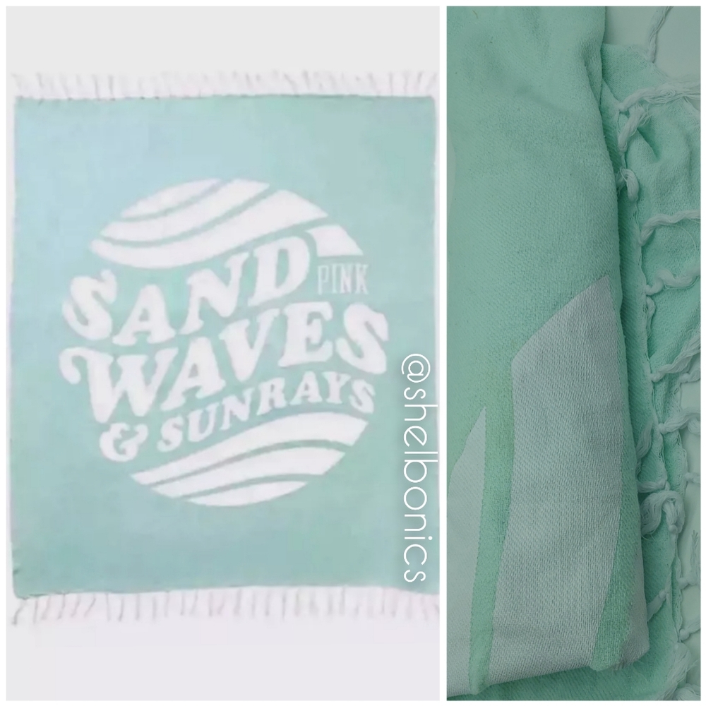 PINK VS sand waves Sun mint cotton beach blanket